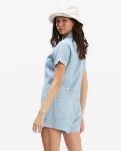 Flash Sale 🔔 Billabong Gigi Romper CHAMBRAY 🥰 -Womens-clothing Shop abjwd00495 billabongw chy bck1 1