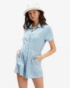 Flash Sale 🔔 Billabong Gigi Romper CHAMBRAY 🥰 -Womens-clothing Shop abjwd00495 billabongw chy frt1 1