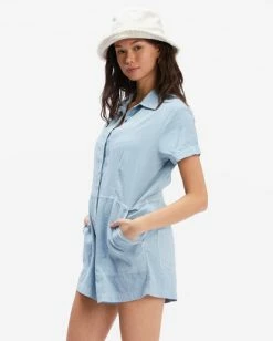 Flash Sale 🔔 Billabong Gigi Romper CHAMBRAY 🥰 -Womens-clothing Shop abjwd00495 billabongw chy sd1 1