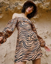 Coupon 🔥 Billabong Feeling Flirty Long Sleeve Mini 👗 Dress DESERT CLAY 🎉