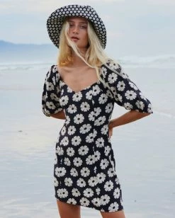 Discount 👍 Billabong Paradise Puff-Sleeve Floral Mini 👗 Dress OFF BLACK 💯 -Womens-clothing Shop abjwd00512 billabongl ofb frt1 1