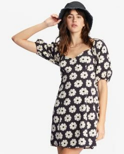 Discount 👍 Billabong Paradise Puff-Sleeve Floral Mini 👗 Dress OFF BLACK 💯 -Womens-clothing Shop abjwd00512 billabongw ofb frt1 1