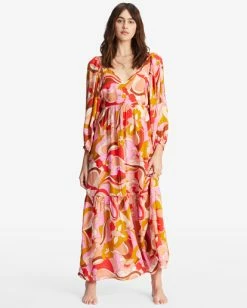 Top 10 🎁 Billabong Pretty Groovy Maxi 👗 Dress MULTI 🥰 -Womens-clothing Shop abjwd00516 billabongw mul frt1 1