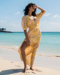 Coupon 🧨 Billabong Spellbound Maxi 👗 Dress GOLDEN PEACH 🎁