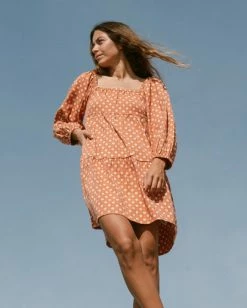 Deals 🎉 Billabong Love Crush Babydoll 👗 Dress BRICK ⭐ -Womens-clothing Shop abjwd00581 billabongl brk frt1 1