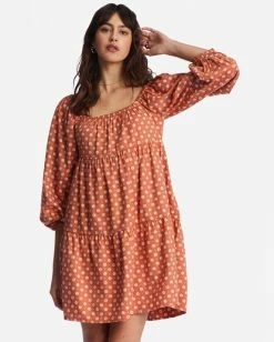 Deals 🎉 Billabong Love Crush Babydoll 👗 Dress BRICK ⭐ -Womens-clothing Shop abjwd00581 billabongw brk frt1 1
