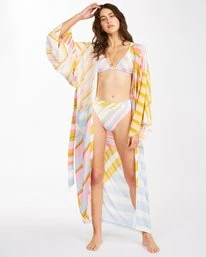Brand new 🔥 Billabong Head Over 👠 Heels Kimono Beach Cover-Up WHITE/MULTI 🧨