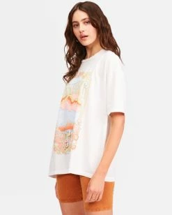 New ✔️ Billabong Wild Mountain Oversized Graphic T-Shirt SALT CRYSTAL 🔔 -Womens-clothing Shop abjzt00428 billabongw scs sd1 1