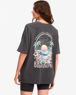 Outlet 💯 Billabong Tropical Feelings Boyfriend T-Shirt OFF BLACK ⌛ -Womens-clothing Shop abjzt00429 billabongw ofb bck1 1
