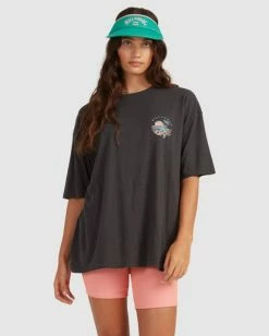Outlet 💯 Billabong Tropical Feelings Boyfriend T-Shirt OFF BLACK ⌛ -Womens-clothing Shop abjzt00429 billabongw ofb frt2 1