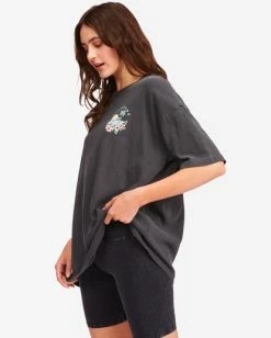 Outlet 💯 Billabong Tropical Feelings Boyfriend T-Shirt OFF BLACK ⌛ -Womens-clothing Shop abjzt00429 billabongw ofb sd1 1
