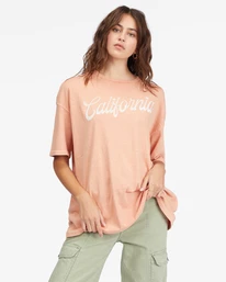 Flash Sale 😀 Billabong Land Of Milk And Honey Boyfriend T-Shirt STONE ROSE ⌛