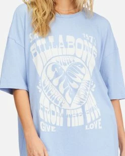 Buy 😉 Billabong Blue Bayou Boyfriend T-Shirt BAYOU BLUE 🛒 -Womens-clothing Shop abjzt00689 billabongw pjb0 dtl1 1