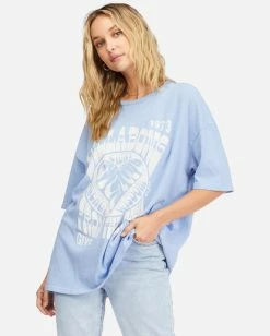 Buy 😉 Billabong Blue Bayou Boyfriend T-Shirt BAYOU BLUE 🛒 -Womens-clothing Shop abjzt00689 billabongw pjb0 frt1 1