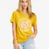 Cheapest 🛒 Billabong Warm Waves Lazy Days Boyfriend T-Shirt GOLDEN TOUCH 👍 -Womens-clothing Shop abjzt00703 billabongw ylj0 frt1