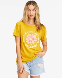 Cheapest 🛒 Billabong Warm Waves Lazy Days Boyfriend T-Shirt GOLDEN TOUCH 👍