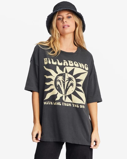 Hot Sale 👏 Billabong With Love From The Sun Oversized Graphic Boyfriend T-Shirt OFF BLACK 🌟 9 Hot Sale 👏 Billabong With Love From The Sun Oversized Graphic Boyfriend T-Shirt OFF BLACK 🌟 - Image 7