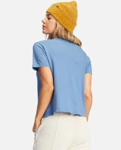 Cheapest 👍 Billabong Paradise Is Here Graphic Rockers T-Shirt INDIGO LOVE 🌟 -Womens-clothing Shop abjzt00964 billabongw bng0 bck1 1