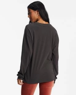 Promo 🎉 Billabong Flower Child Long Sleeve Graphic Boyfriend T-Shirt OFF BLACK ✨ -Womens-clothing Shop abjzt00968 billabongw ofb bck1 1