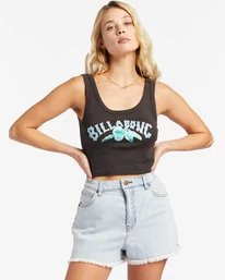 Wholesale 🎉 Billabong Kamea Kalo Arch Cropped Tank Top OFF BLACK 🎉