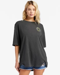Best Pirce 🥰 Billabong Kamea Monstera Diamond Oversized T-Shirt OFF BLACK 🥰