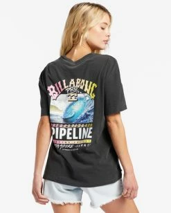 Wholesale ⌛ Billabong Pipeline Poster Oversized T-Shirt OFF BLACK ✨ -Womens-clothing Shop abjzt01243 billabongw ofb bck1 1