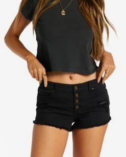 Brand new 🔔 Billabong Buttoned Up Denim Shorts SUNSET GOLD 🌟 -Womens-clothing Shop j204gbut billabongw blk dtl1 1