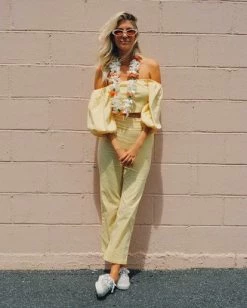 Hot Sale 🤩 Billabong Salty Blonde Moonlight High-Rise Pant PINA COLADA 😀 -Womens-clothing Shop j3273bmo billabongl pca frt1 1