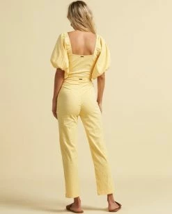 Hot Sale 🤩 Billabong Salty Blonde Moonlight High-Rise Pant PINA COLADA 😀 -Womens-clothing Shop j3273bmo billabongw pca bck1 1