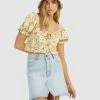 Best Sale 🎁 Billabong So Lucky Denim Mini 👗 Skirt AGED INDIGO ⌛ -Womens-clothing Shop ubjdk00100 billabongw agi frt1