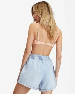 Wholesale 🌟 Billabong The Strand Elastic Waist Denim Shorts LIGHT BLUE 😉 -Womens-clothing Shop ubjds00105 billabongw l04 bck1 1
