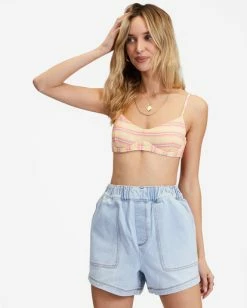 Wholesale 🌟 Billabong The Strand Elastic Waist Denim Shorts LIGHT BLUE 😉 -Womens-clothing Shop ubjds00105 billabongw l04 frt1 1
