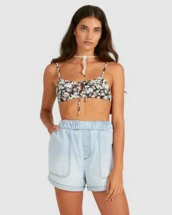 Wholesale 🌟 Billabong The Strand Elastic Waist Denim Shorts LIGHT BLUE 😉 -Womens-clothing Shop ubjds00105 billabongw l04 frt2 1