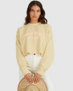 Hot Sale ⌛ Billabong Hey Gday Cropped Crewneck Sweatshirt SURFSIDE 👏 -Womens-clothing Shop ubjft00103 billabongw srt frt1 1