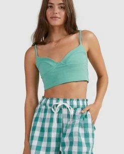 Flash Sale ✨ Billabong Steph Claire Smith Bluesky High-Waist Elastic Shorts TEAL 😀 -Womens-clothing Shop ubjns00129 billabongw tea dtl1 1