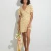 Hot Sale 🔥 Billabong Sunlit Wrap 👗 Dress YELLOW 💯 -Womens-clothing Shop ubjwd00167 billabongm yel frt1