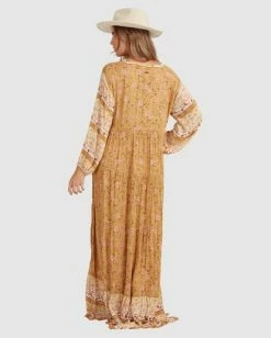 Outlet ✨ Billabong Shine On Eco Maxi 👗 Dress MUSTARD 🤩 -Womens-clothing Shop ubjwd00168 billabongw mus bck1 1