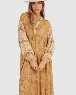Outlet ✨ Billabong Shine On Eco Maxi 👗 Dress MUSTARD 🤩 -Womens-clothing Shop ubjwd00168 billabongw mus dtl1 1