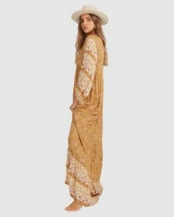 Outlet ✨ Billabong Shine On Eco Maxi 👗 Dress MUSTARD 🤩 -Womens-clothing Shop ubjwd00168 billabongw mus sd1 1