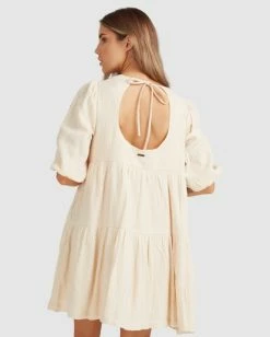 Budget 🔥 Billabong Valentine Tiered Mini 👗 Dress SALT CRYSTAL 🔥 -Womens-clothing Shop ubjwd00171 billabongw scs bck1 1