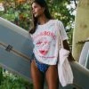 Flash Sale ⭐ Billabong Sunshine Life Cropped Boyfriend Graphic T-Shirt WHITE 🛒 -Womens-clothing Shop ubjzt00231 billabongl wht frt1